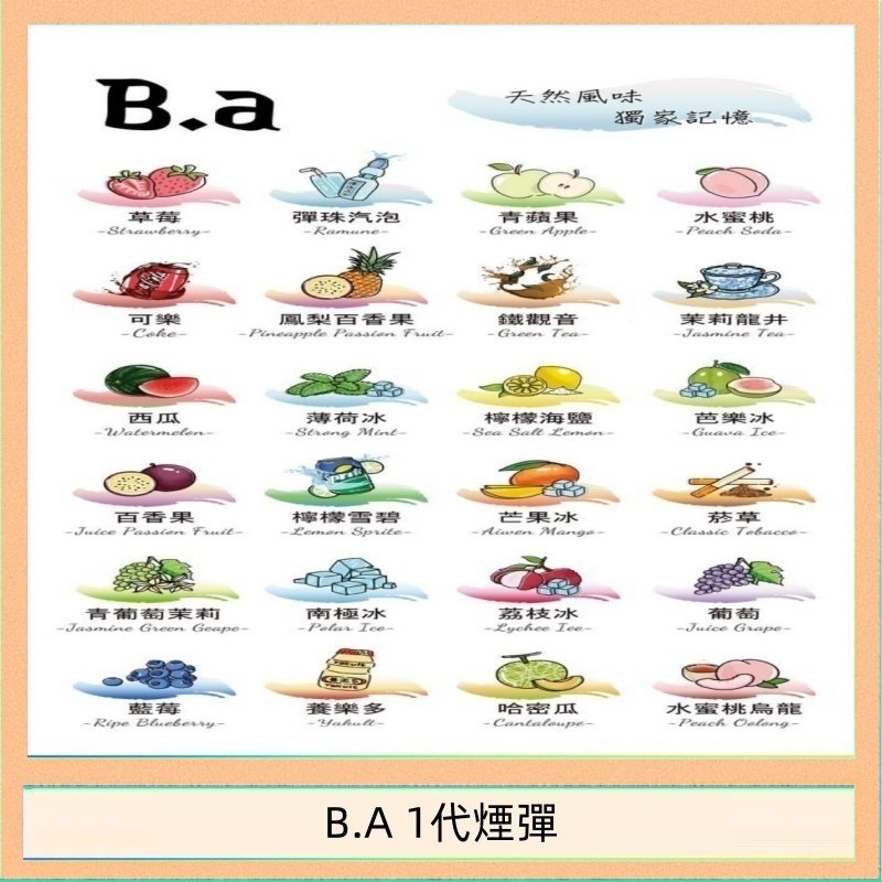 B.A 1代煙彈 B.A 一代主機煙彈電子煙一盒三顆
