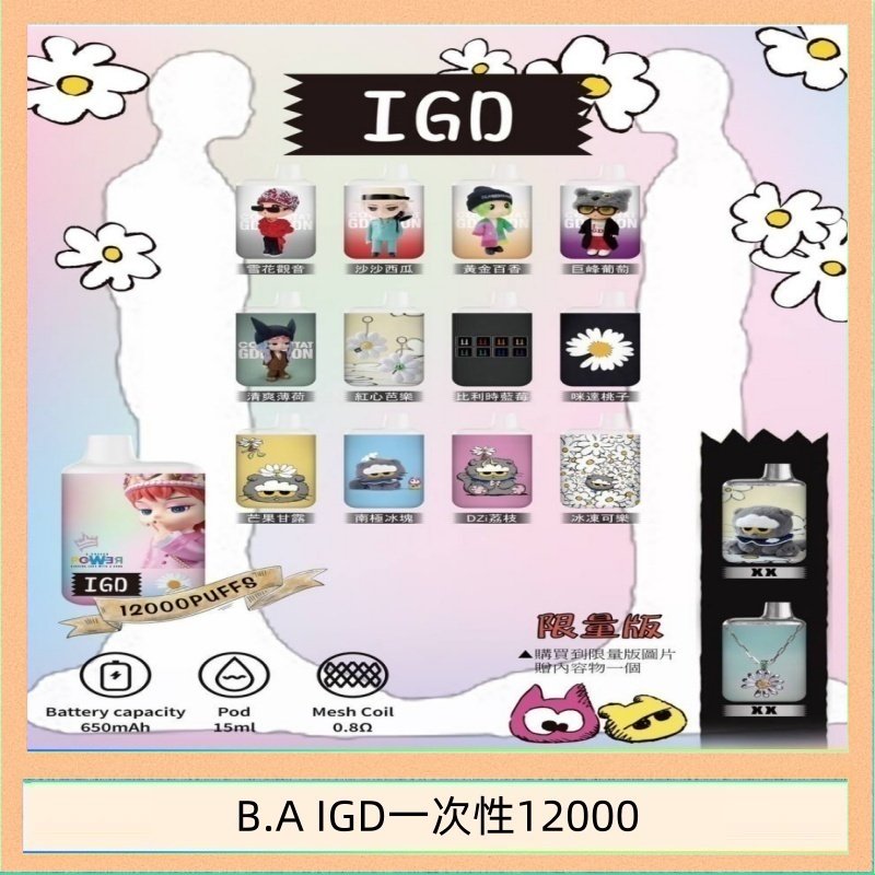 B.A IGD一次性12000 B.A IGD12000口 電子煙